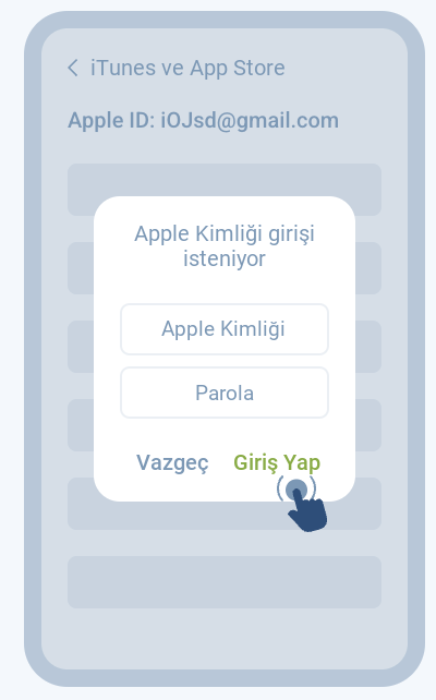 Yeni hesapla giriş yapın